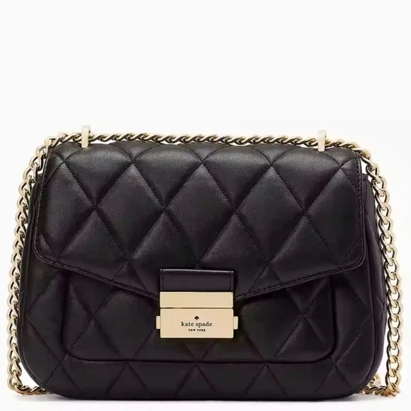 Kate Spade Quilted Black Crossbody with Gold Chain - Picture 5 of 9